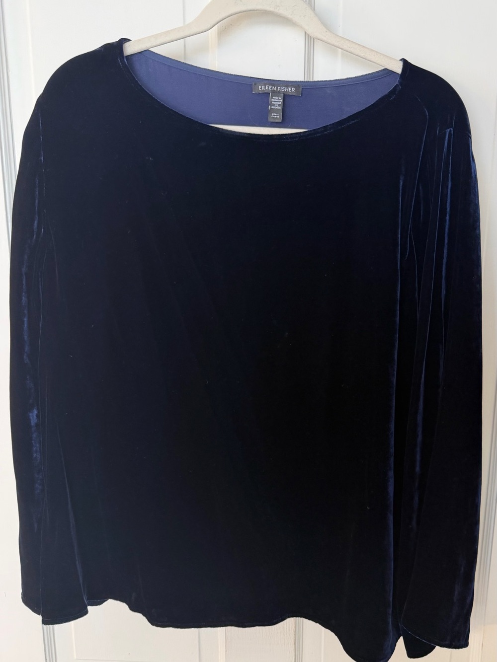 Eileen Fisher Navy Velvet Boat Neck Top